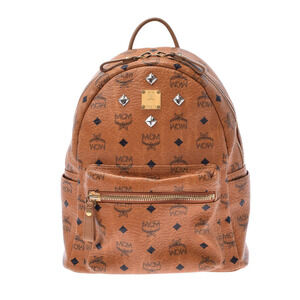 MCM Backpack Studs Cognac Brown Calfskin Daypack